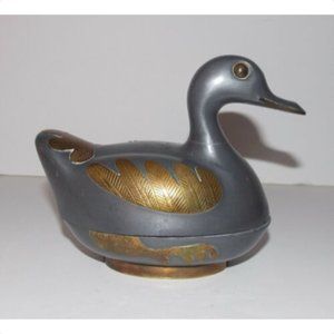 Neiman Marcus Pewter Duck 5in Vintage Dish Brass